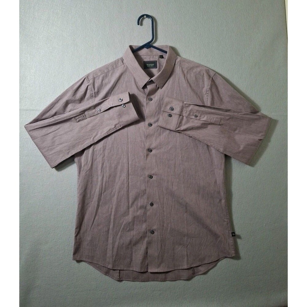 7 Diamonds Melange Stretch Dress Shirt Mens Large Purple Lightweight Preppy